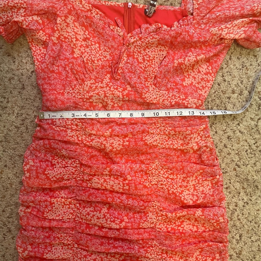 Pink Orange Floral Mini Dress - Picture 9 of 12